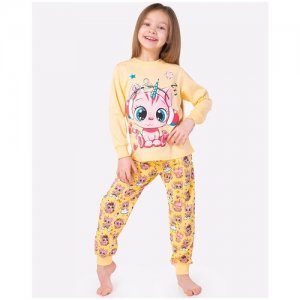 Пижама для девочки , HFLUN2477 размер 98, цвет желтый.кот.в.наушниках HappyFox. Цвет: желтый