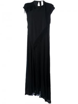 Длинное платье с бахромой Damir Doma. Цвет: чёрный