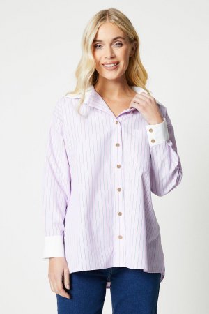 Свободная рубашка Petite Stripe с контрастным воротником , розовый Wallis