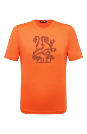 Хлопковая футболка Zilli. Цвет: оранжевый