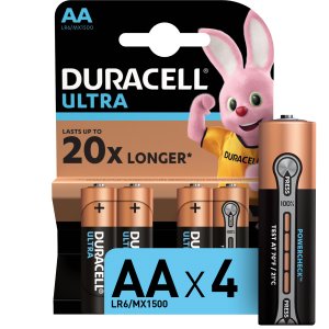 Батарейки щелочные Ultra АА, 4 шт., Черный Duracell. Цвет: черный