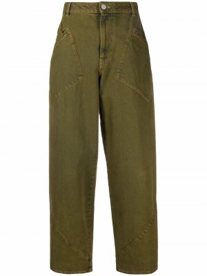 Деконструированные джинсы широкого кроя Alberta Ferretti. Цвет: зеленый
