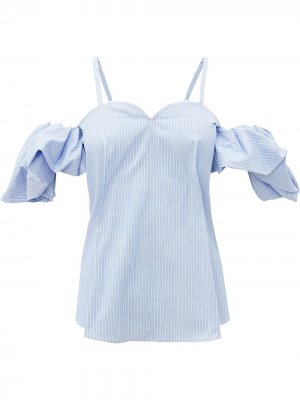 Полосатая блузка с открытыми плечами JW Anderson. Цвет: синий