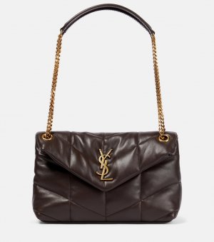 Маленькая кожаная сумка через плечо Puffer , коричневый Saint Laurent