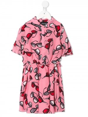 Платье-рубашка с принтом Emporio Armani Kids. Цвет: розовый