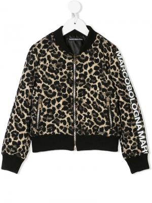 Леопардовая куртка-бомбер Marco Bologna Kids. Цвет: черный