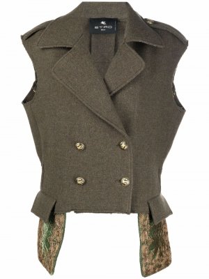 Двубортный пиджак без рукавов ETRO. Цвет: зеленый