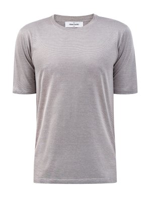 Хлопковая футболка с микро-принтом в тонкую полоску GRAN SASSO. Цвет: серый