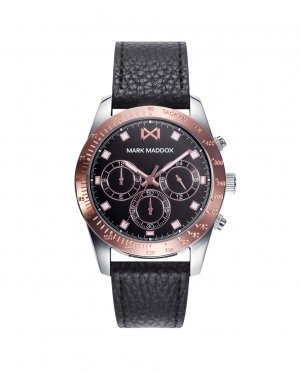 Многофункциональные мужские часы Mission из стали с кожаным ремешком , черный Mark Maddox