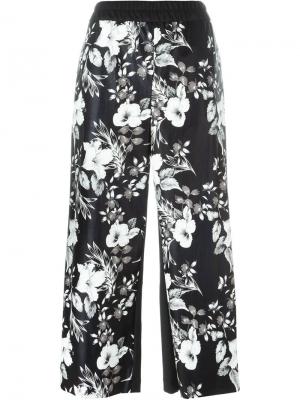 Укороченные брюки с цветочным принтом IM Isola Marras I'M. Цвет: чёрный