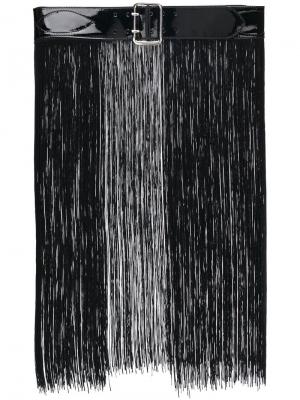Лакированный пояс с бахромой Mm6 Maison Margiela. Цвет: черный