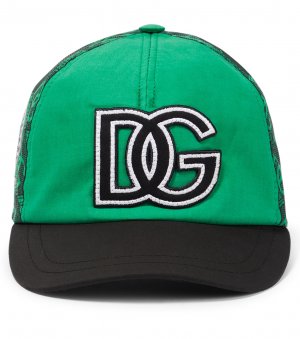 Хлопковая бейсболка с логотипом , зеленый Dolce&Gabbana Kids