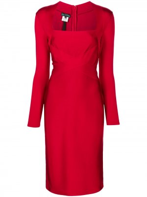 Платье с квадратным вырезом Herve L. Leroux. Цвет: красный