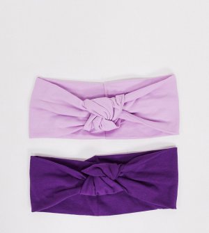 Набор из 2 широких трикотажных повязок на голову в фиолетовых тонах с узлом -Многоцветный ASOS DESIGN