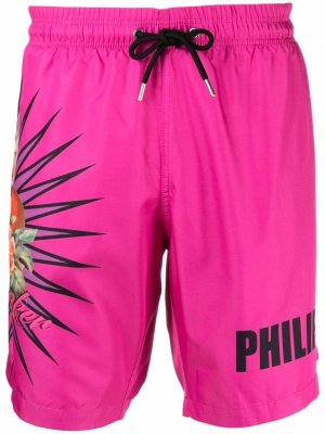 Плавки с принтом Philipp Plein. Цвет: розовый