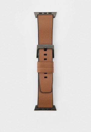 Ремешок для часов Uniq Apple Watch 42/44/45/49 мм Straden из водоотталкивающей натуральной кожи и силикона. Цвет: коричневый