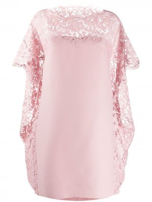 Платье-трапеция с кружевным кейпом Valentino. Цвет: розовый