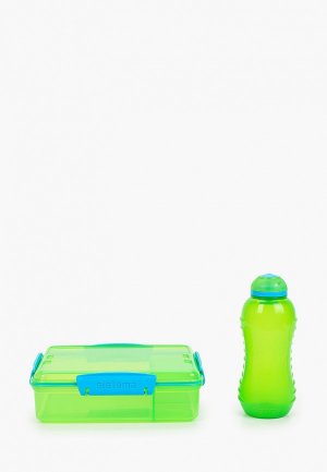 Набор контейнеров для хранения продуктов Sistema с разделителями и бутылка Lunch 975мл. Цвет: зеленый