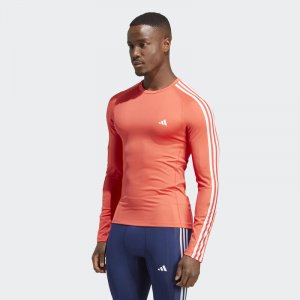 Тренировочная футболка с 3 полосками Techfit длинными рукавами ADIDAS, цвет rot Adidas