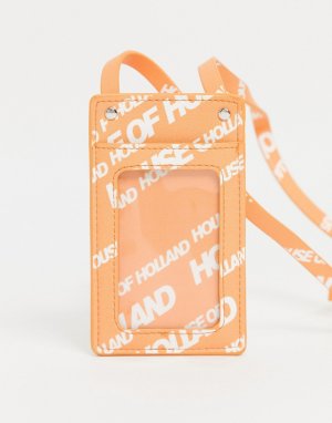 Оранжевая кредитница на ремешке с логотипом -Оранжевый цвет House of Holland