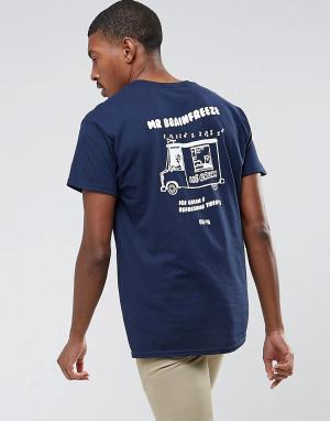 Свободная футболка с принтом Brainfreeze на спине OK-YO. Цвет: темно-синий