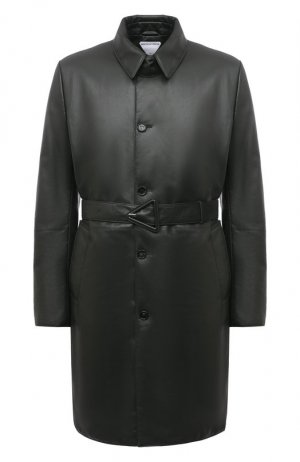 Кожаное пальто Bottega Veneta. Цвет: зелёный