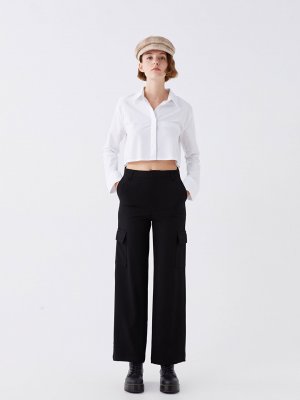 Прямые женские брюки-карго узкого кроя с широкими штанинами LCW Casual