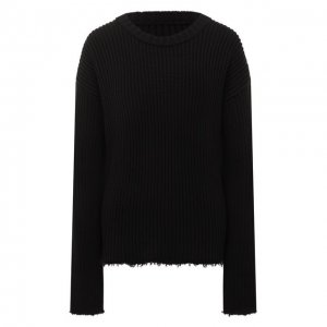 Пуловер из хлопка и шерсти Mm6. Цвет: чёрный