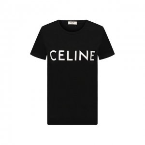 Хлопковая футболка Celine. Цвет: чёрный