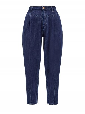 Окрашенные вручную джинсы Domizia с вышитым логотипом SCISSOR SCRIPTOR. Цвет: синий