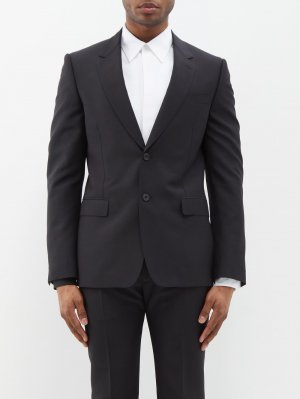 Однобортный костюмный пиджак из смесовой шерсти , черный Alexander McQueen