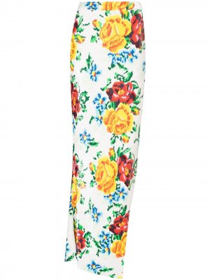 Юбка макси с цветочным принтом и пайетками Ashish. Цвет: белый