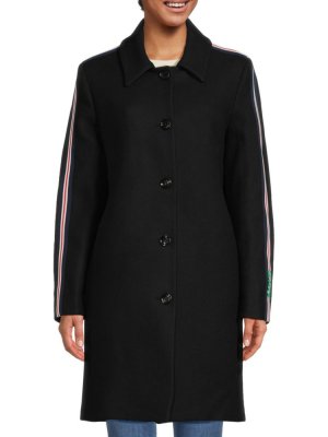 Пальто в полоску из натуральной шерсти Love Moschino, черный MOSCHINO