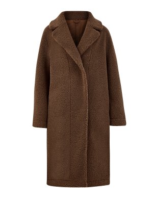 Удлиненное пальто Shannon из фактурного эко-меха HETREGO. Цвет: коричневый