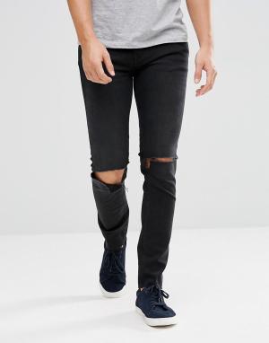 Черные джинсы скинни с рваной отделкой Cheap Monday. Цвет: черный