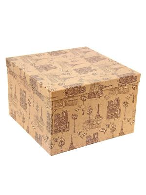 Коробка крафт,  набор из 5 шт. 22х22х16 -30х30х20 см. Прогулки по Парижу. VELD-CO. Цвет: коричневый