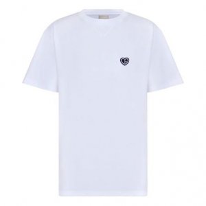 Футболка Men's DIOR SS22 Cotton Plain Weave Knit Material CD Heart Short Sleeve White T-Shirt, белый