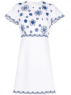 Креповое платье мини с цветочной аппликацией Andrew Gn. Цвет: белый