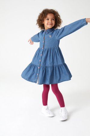 Детское платье для девочек Длинные рукава с батистом , синий Paul Smith