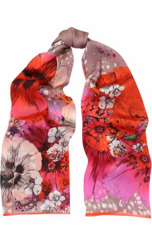 Шелковый платок с принтом Roberto Cavalli. Цвет: розовый