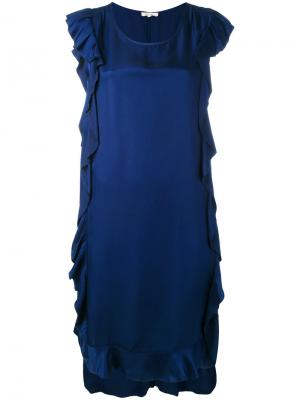 Платье без рукавов с отделкой оборками Bellerose. Цвет: синий