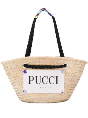 Пляжная сумка с нашивкой-логотипом Emilio Pucci. Цвет: нейтральные цвета