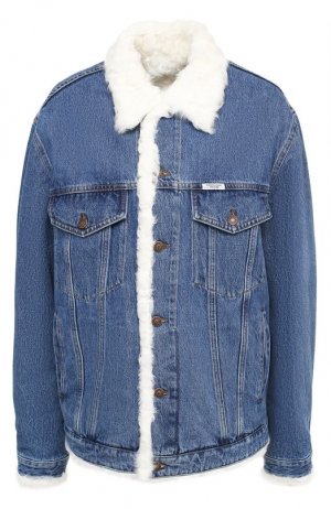Джинсовая куртка с меховой подкладкой Forte Dei Marmi Couture. Цвет: голубой