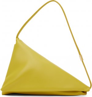 Желтая кожаная сумка через плечо Prisma с треугольными чашечками Marni