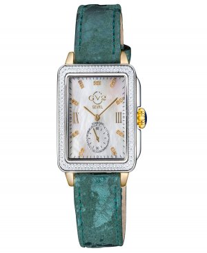 Женские часы Bari Tortoise, швейцарские кварцевые, итальянские, с зеленым кожаным ремешком, 34 мм , золотой Gevril