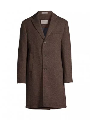 Шерстяное верхнее пальто с узором «елочка» , коричневый Corneliani