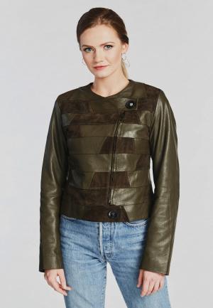 Куртка кожаная Mondial. Цвет: зеленый