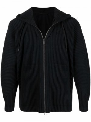 Плиссированная куртка с капюшоном Homme Plissé Issey Miyake. Цвет: черный