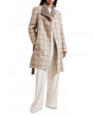 Женское пальто Fran в клетку с поясом , коричневый French Connection