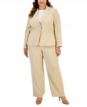 Креповый пиджак с двумя пуговицами больших размеров, брючный костюм , хаки Le Suit
